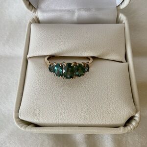 Five Stone Apatite and Diamond  Band Ring